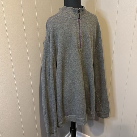 Tommy Bahama Heather Gray/Navy Flip Side Pro Reversible Half-Zip Sweatshirt. XXL - Picture 10 of 12
